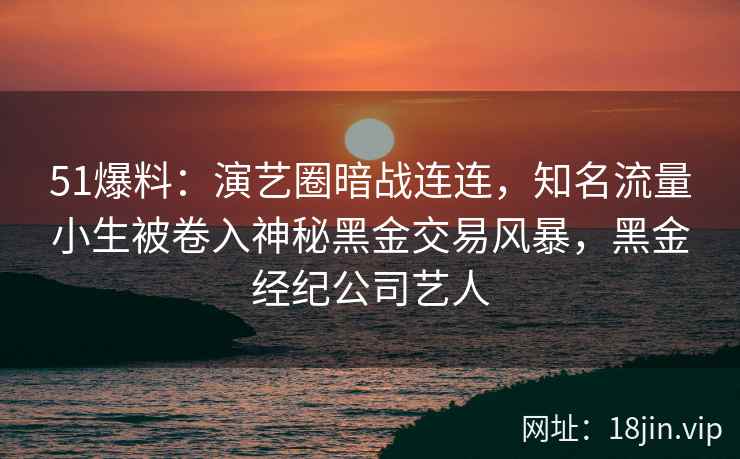 51爆料：演艺圈暗战连连，知名流量小生被卷入神秘黑金交易风暴，黑金经纪公司艺人