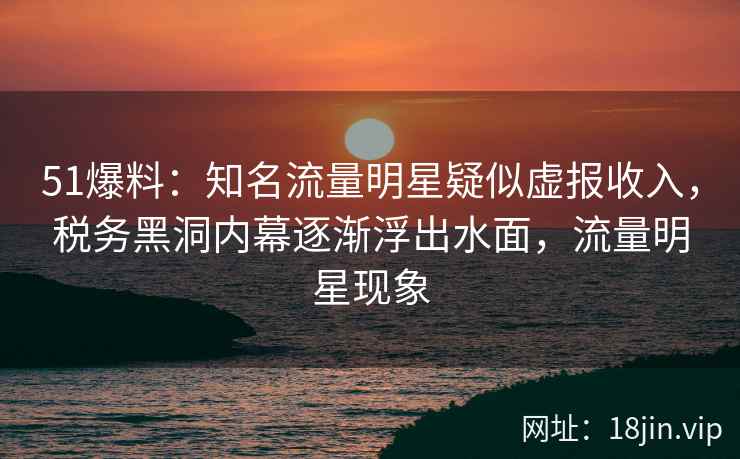 51爆料：知名流量明星疑似虚报收入，税务黑洞内幕逐渐浮出水面，流量明星现象